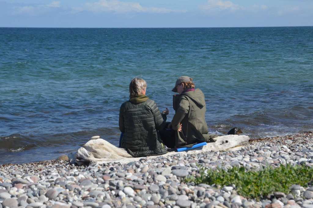 Natur terapi med en samtale ved stranden